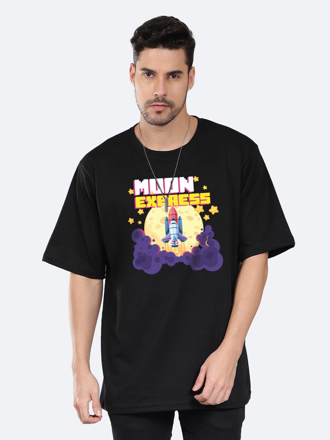 

Mad Over Print Graphic Printed Cotton Oversized T-shirt, Black