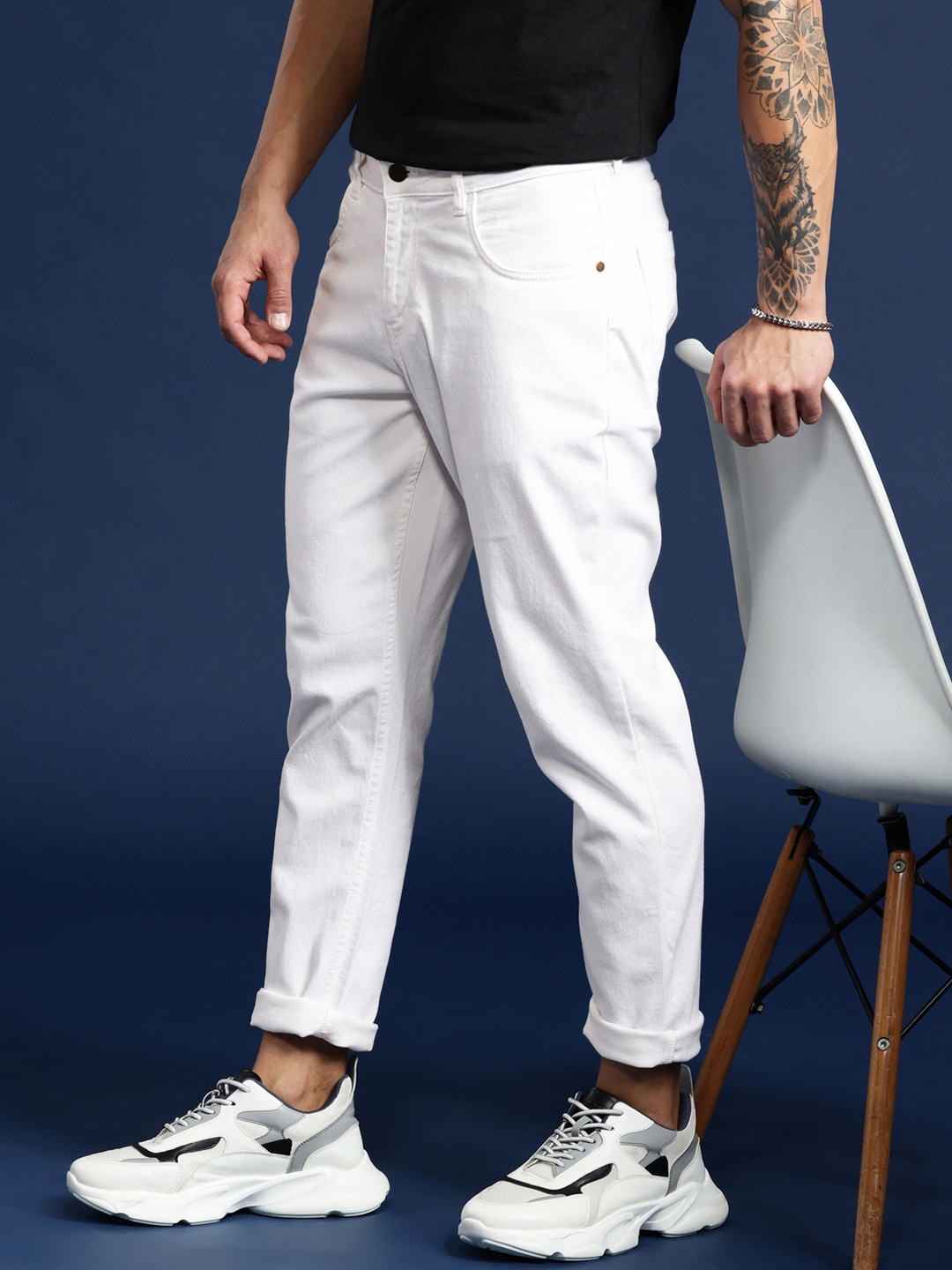 

Mast & Harbour Men Tapered Fit Stretchable Jeans, White