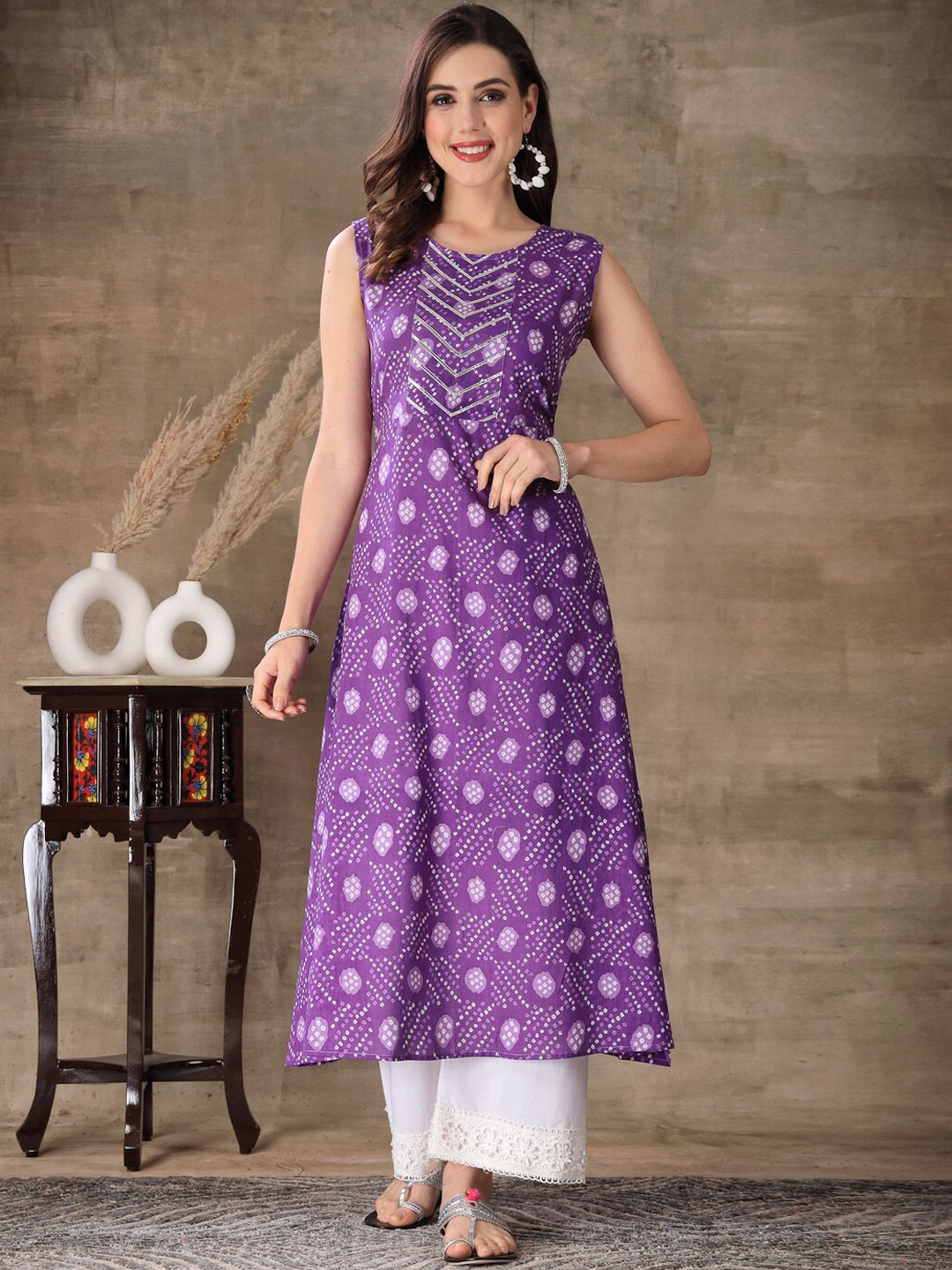 

Stylum Bandhani Printed Pure Cotton Kurta, Purple