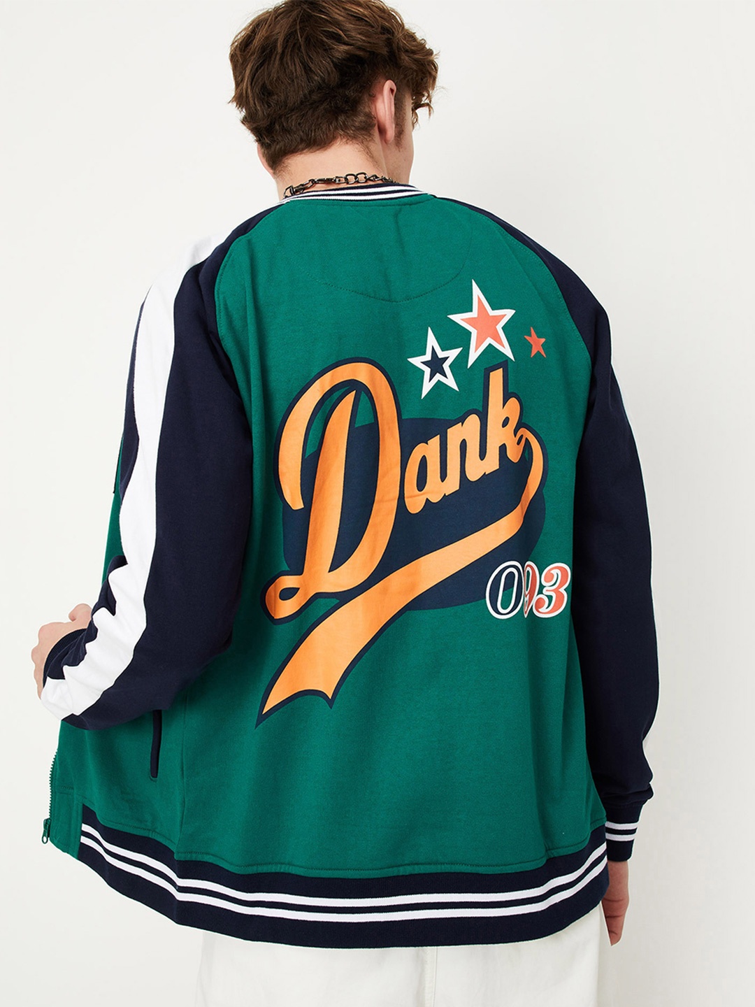 

max Typography Printed Cotton Sweatshirt, Green