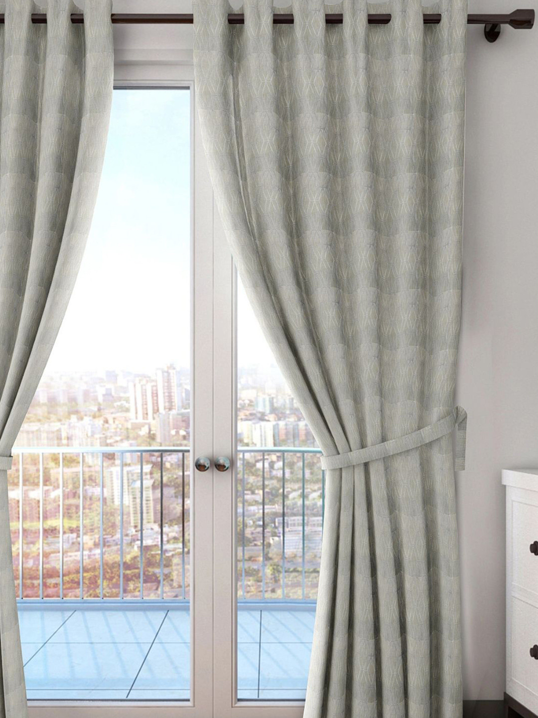 

Black gold Cream-Coloured Geometric Room Darkening Door Curtain
