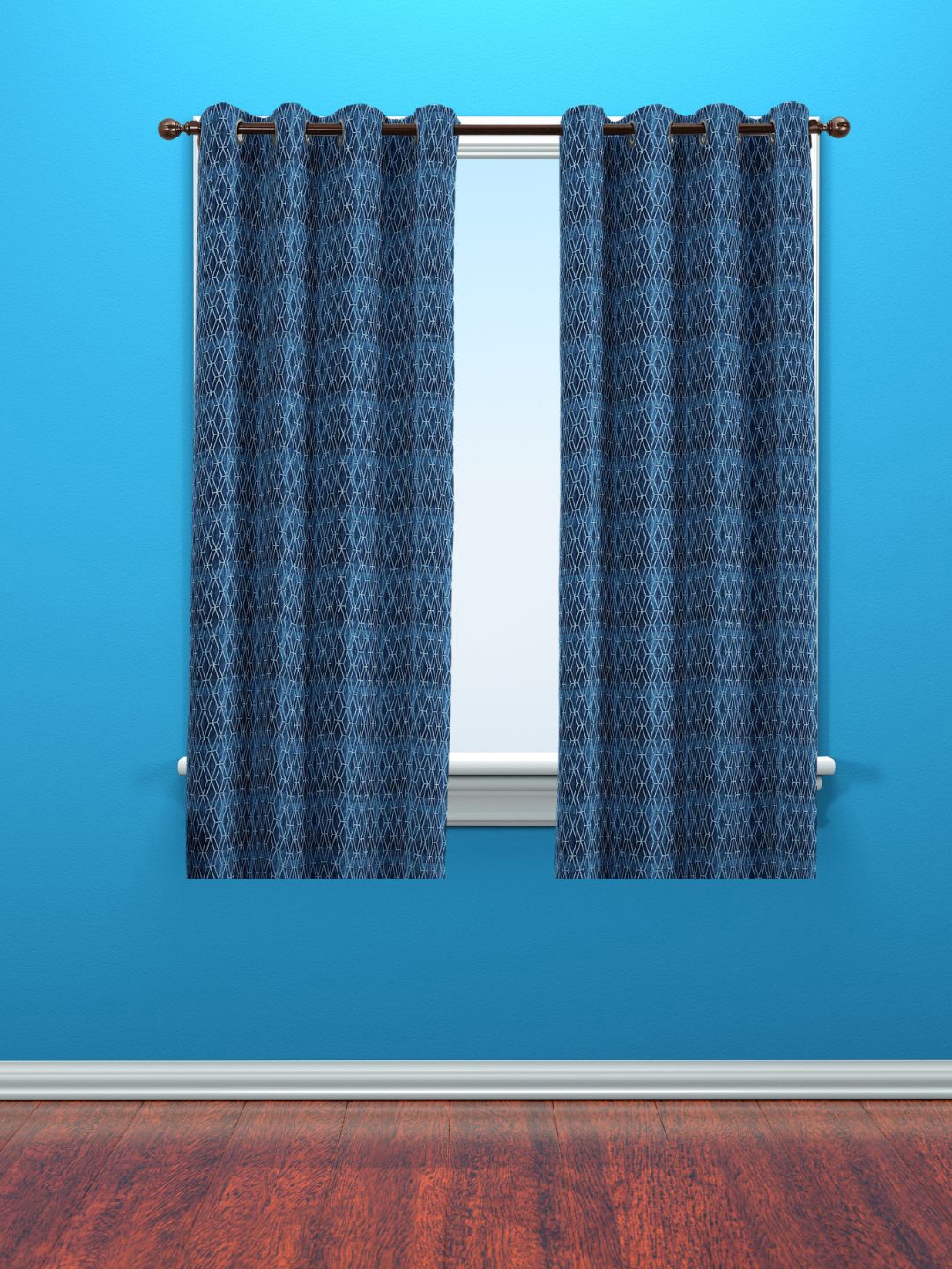

Black gold Blue & White 2 Pieces Geometric Room Darkening Windows Curtains