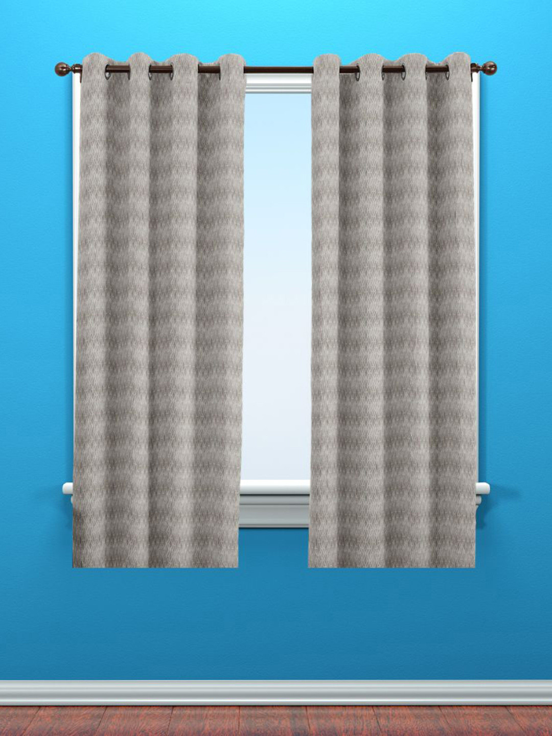 

Black gold Cream-Coloured & White 2 Pieces Geometric Room Darkening Windows Curtains