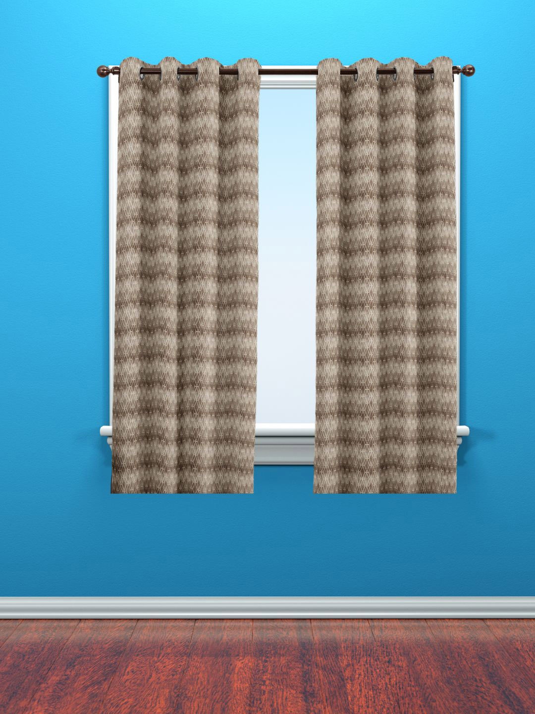 

Black gold Coffee Brown & White 2 Pieces Geometric Room Darkening Windows Curtains