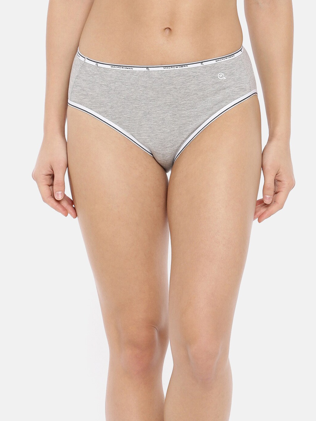 

Macrowoman W-Series Mid-Rise Anti Bacterial Hipster Briefs, Grey melange