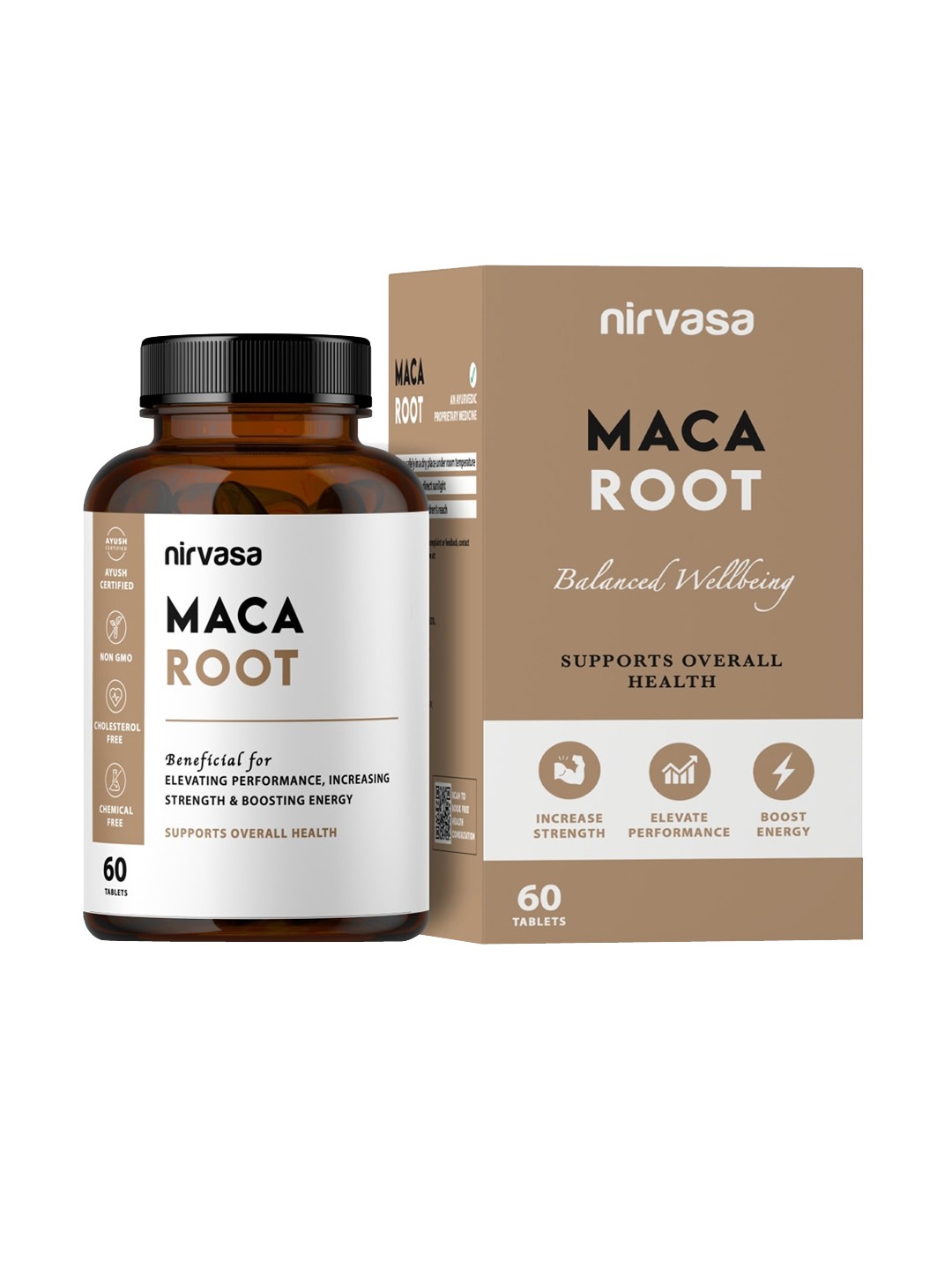 

Nirvasa Maca Root Extract Tablets For Improve Energy - 60 Tablets, Brown