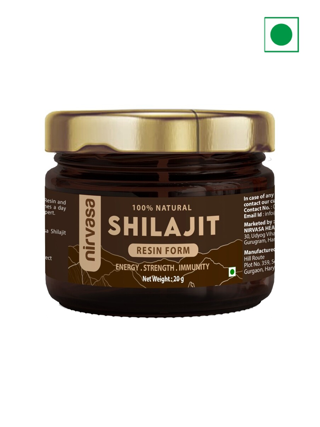 

Nirvasa Resin Form 100% Natural Shilajit To Boost Power & Immunity - 20g, Brown