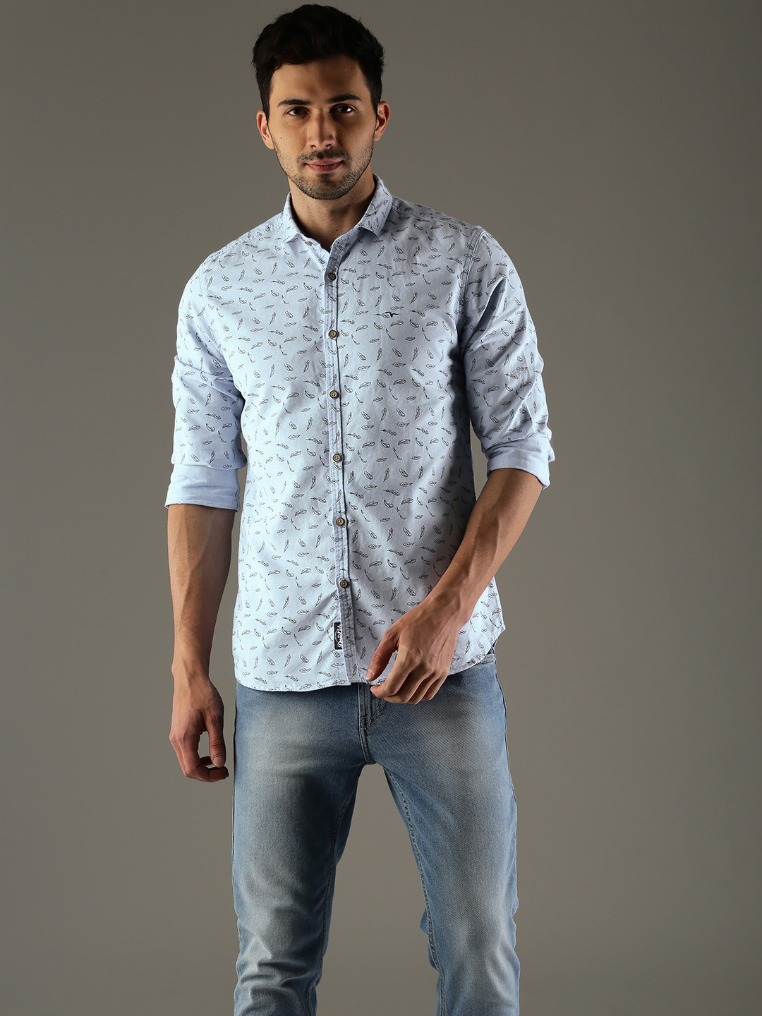

Flying Machine Men Blue Comfort Slim Fit Printed Casual Shirt