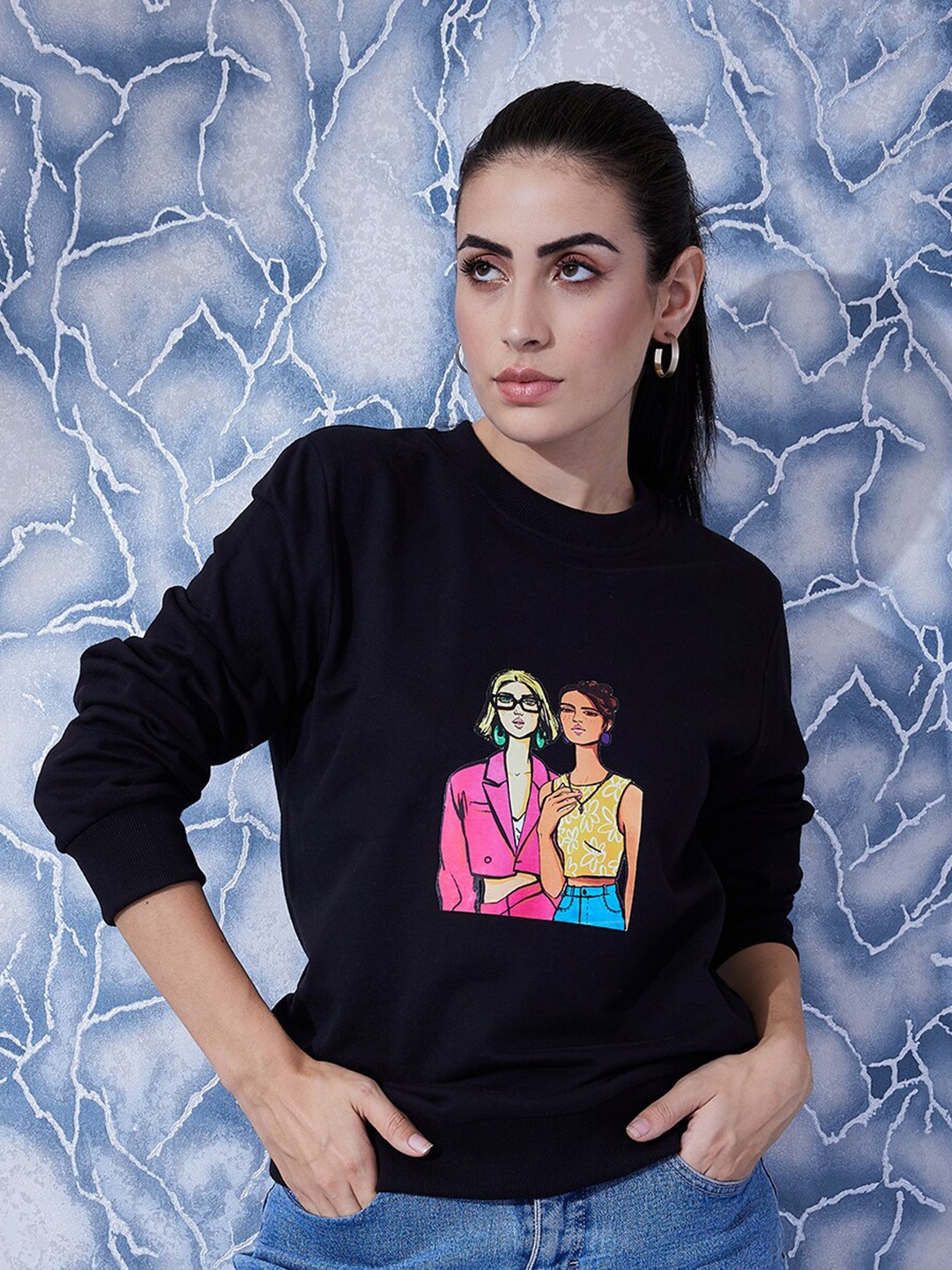 

Athena Graphic Printed Sweatshirt, Black