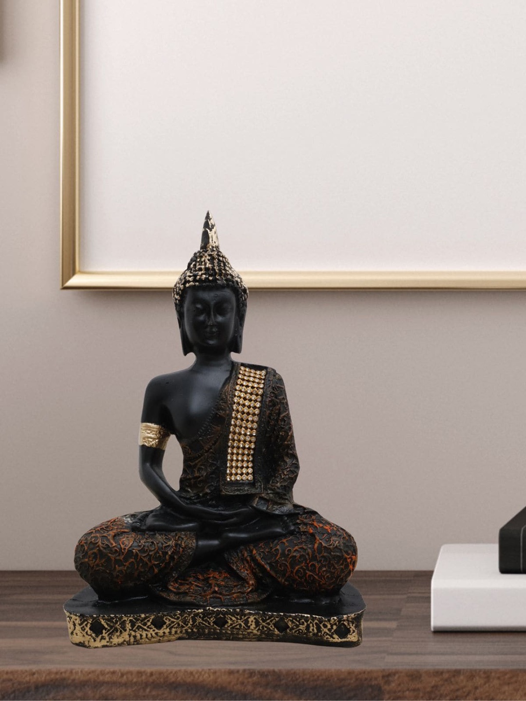 

SHREE KALA HOME DECOR Buddha Meditation Statue Showpiece, Black
