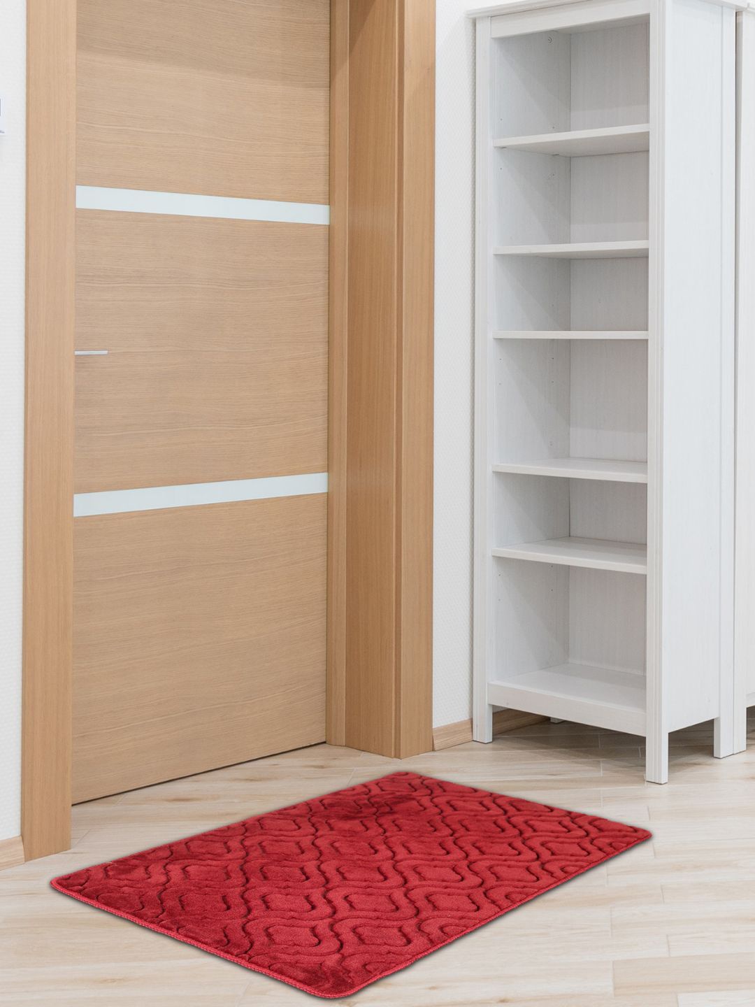 

Black gold Maroon Self Design Microfiber Anti-Skid Doormat