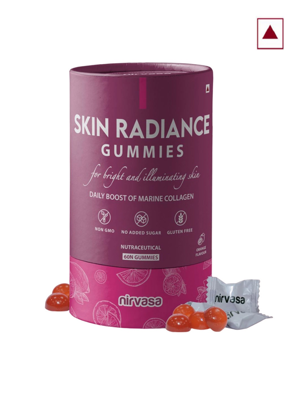 

Nirvasa Skin Radiance Orange Gummies with Marine Collagen & Hyaluronic Acid - 60 Gummies, Pink