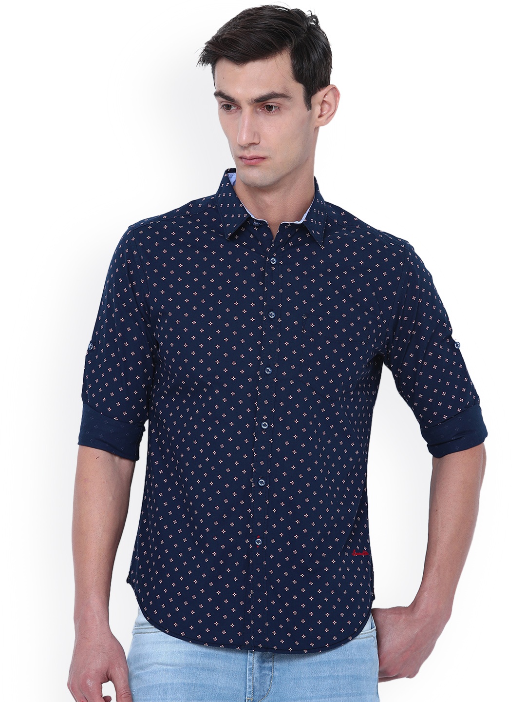 

LOCOMOTIVE Men Navy Blue Slim Fit Printed Casual Shirt
