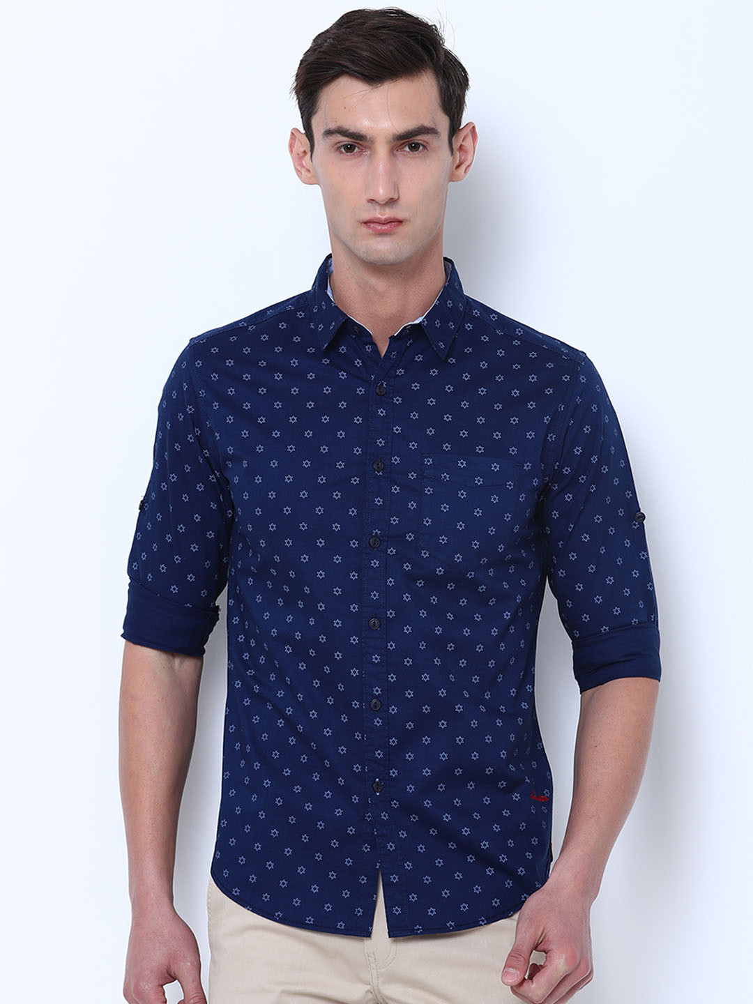 

LOCOMOTIVE Men Navy Blue Slim Fit Printed Casual Shirt