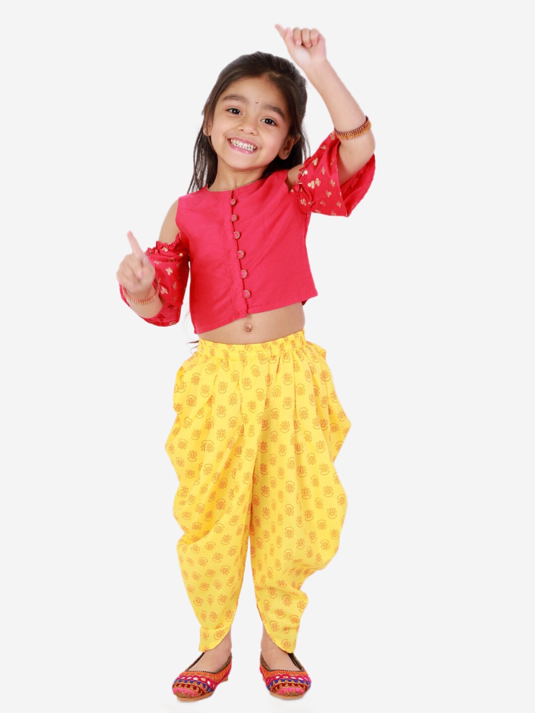 

Twisha Girls Printed Top With Dhoti Pants, Pink