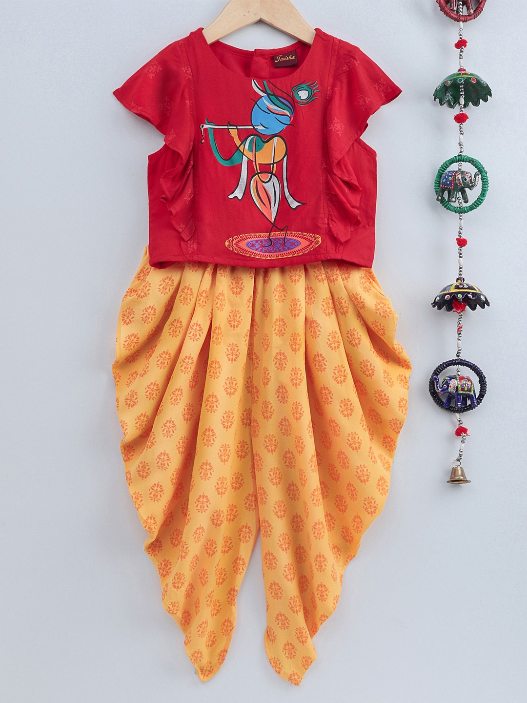 

Twisha Girls Printed Top With Dhoti Pants, Red
