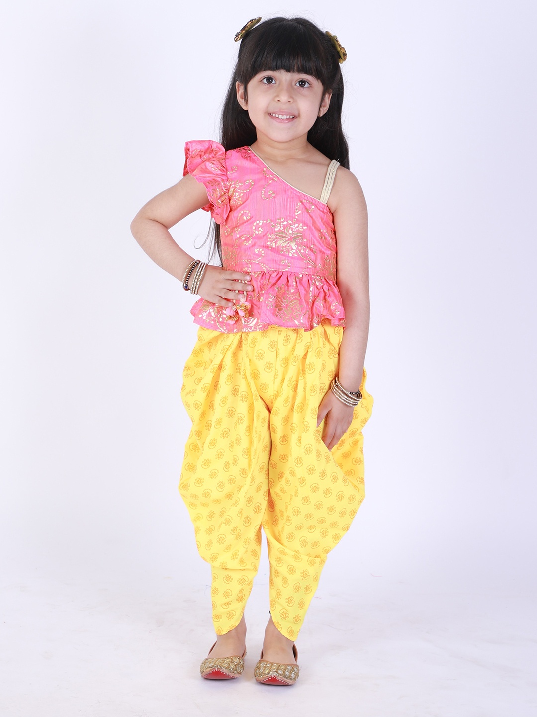 

Twisha Girls Printed Top With Dhoti Pants, Coral