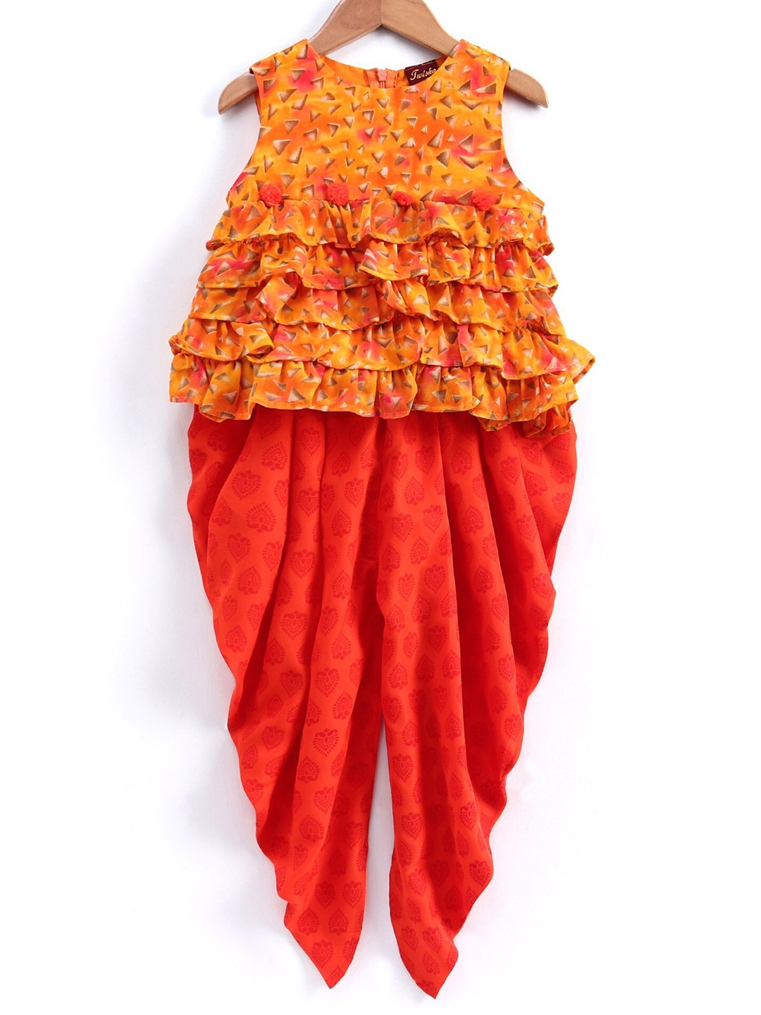 

Twisha Girls Printed Top With Dhoti Pants, Yellow