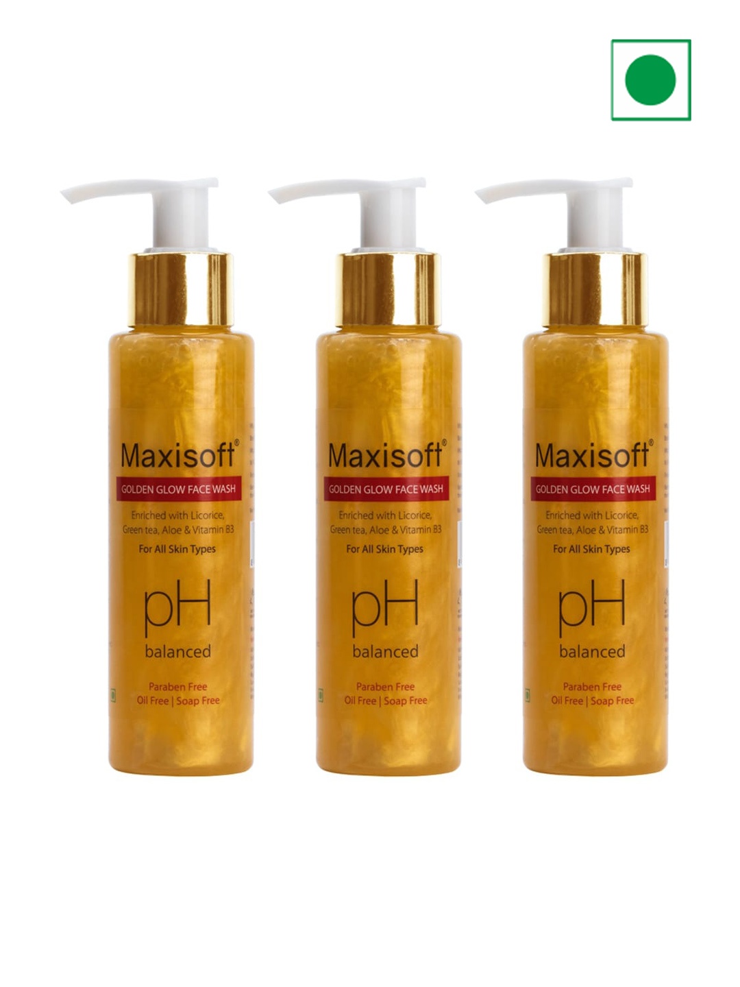 

Maxisoft Set Of 3 Golden Glow Face Wash 100ml Each, Na