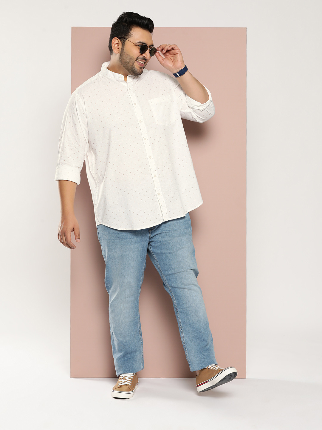 

Sztori Men Opaque Printed Cotton Casual Shirt, White