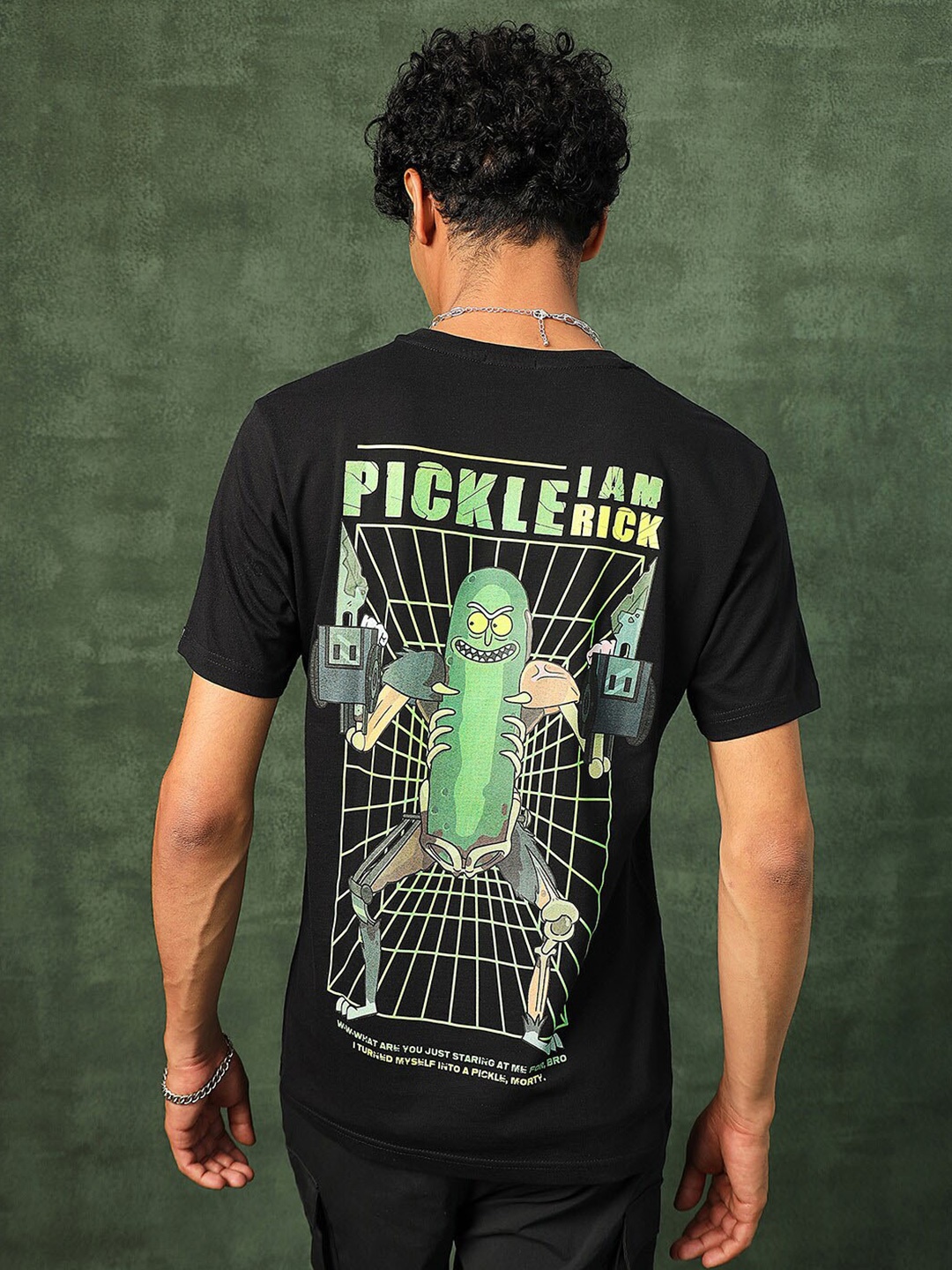 

Bewakoof Rick & Morty Printed Pure Cotton T-shirt, Black