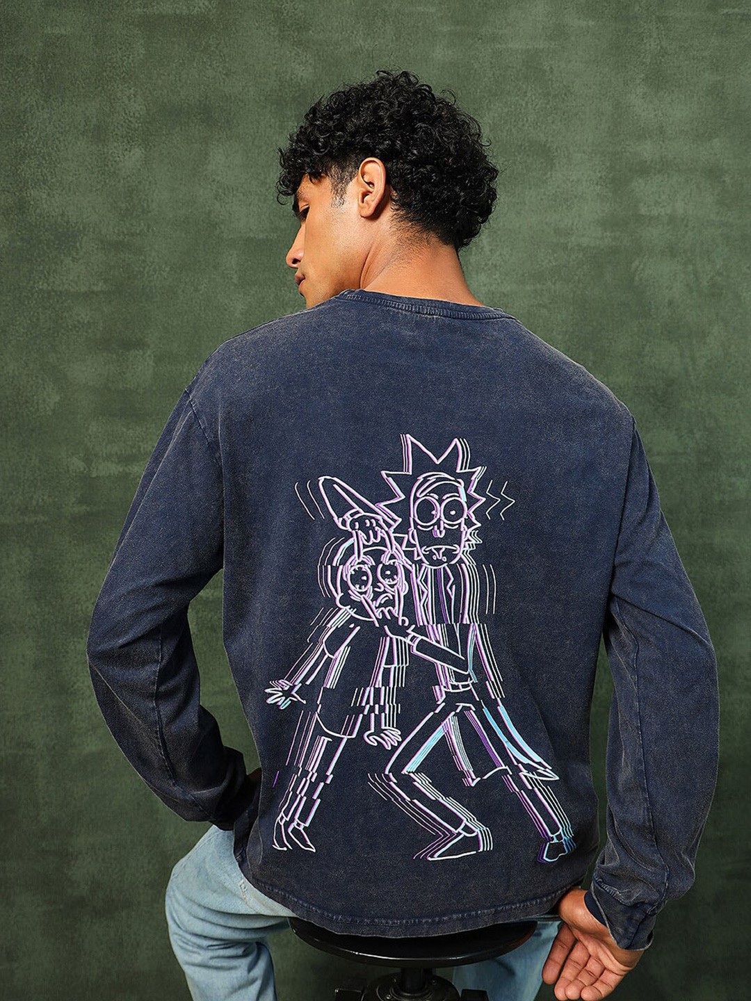 

Bewakoof Graphic Printed Pure Cotton Oversized T-shirt, Blue