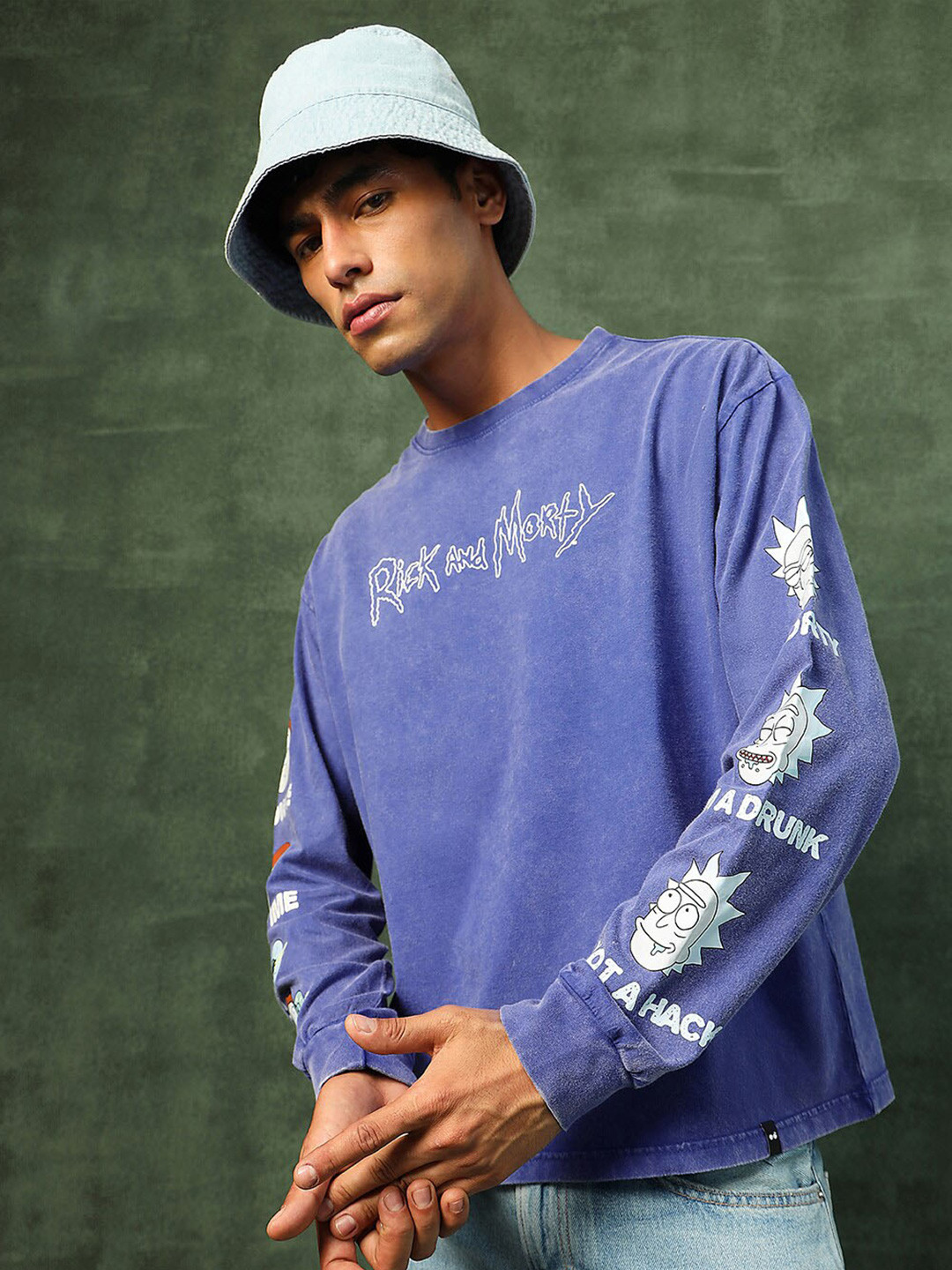 

Bewakoof Graphic Printed Pure Cotton Oversized T-shirt, Blue
