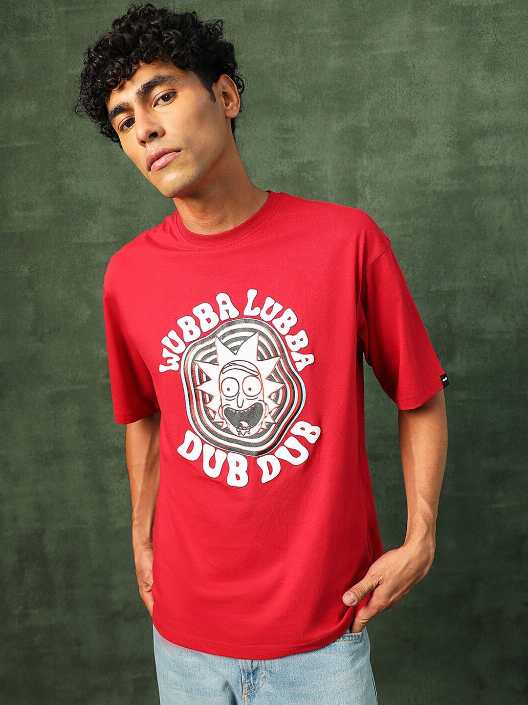 

Bewakoof Graphic Printed Pure Cotton Oversized T-shirt, Red
