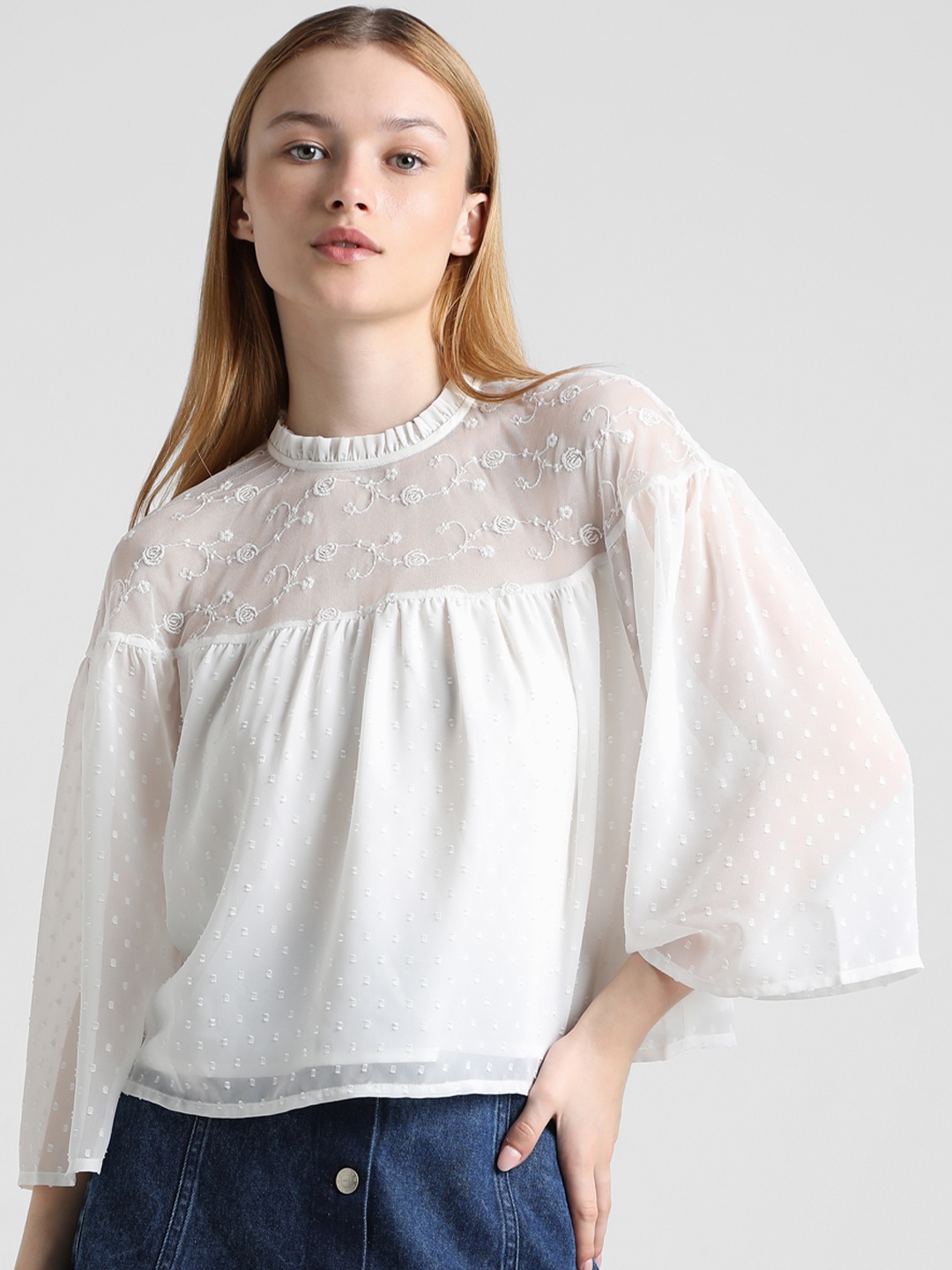 

ONLY Flared Sleeve Top, White