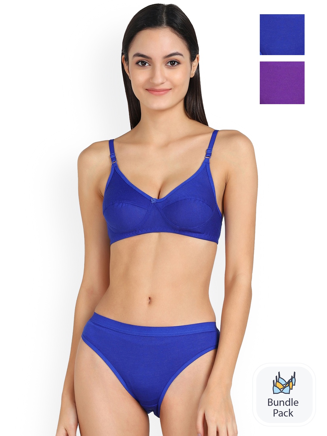 

AROUSY Pack Of 2 Cotton Non-Wired Non Padded Lingerie Set Q_Ruchi Set_Blue,Purple_30