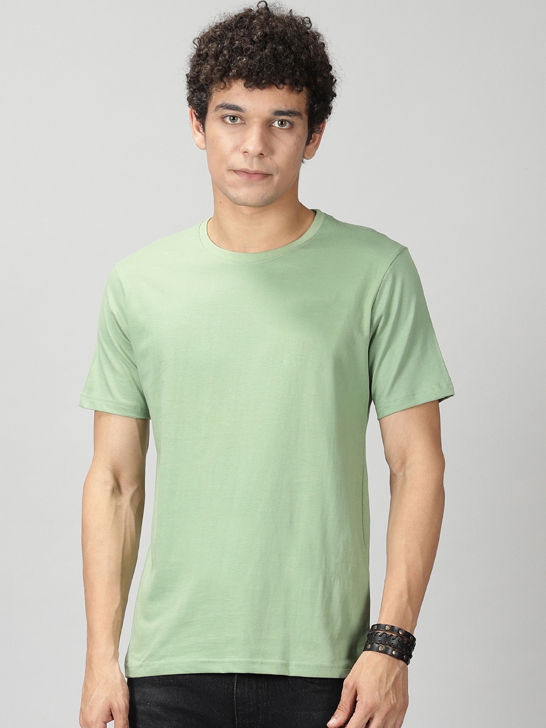 

THE HOLLANDER Round Neck Short Sleeves Pure Cotton T-shirt, Green