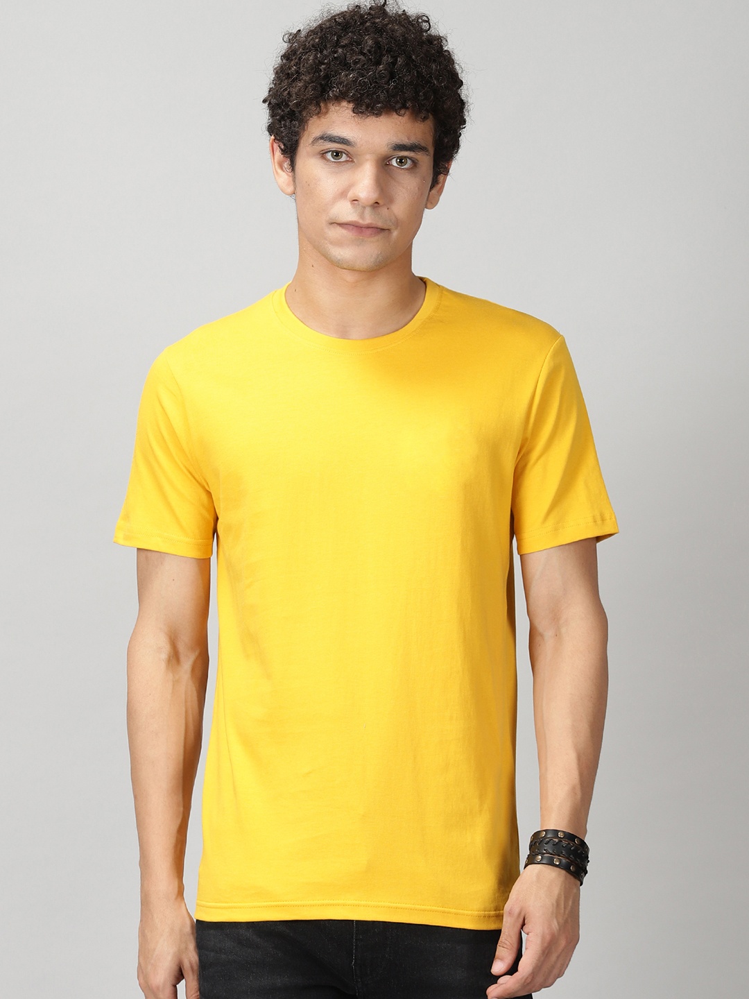 

THE HOLLANDER Round Neck Pure Cotton T-shirt, Yellow