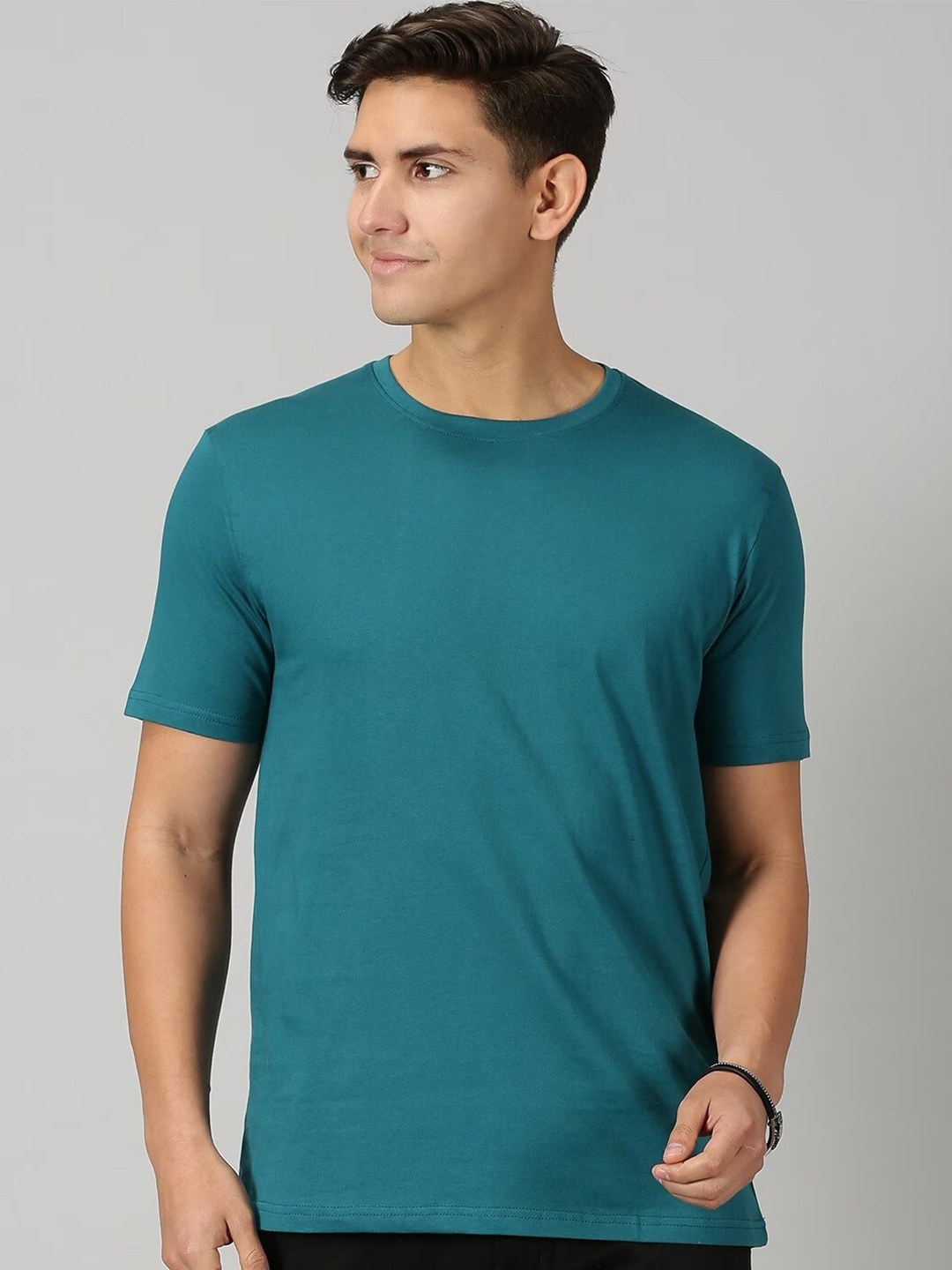 

THE HOLLANDER Round Neck Pure Cotton T-shirt, Teal