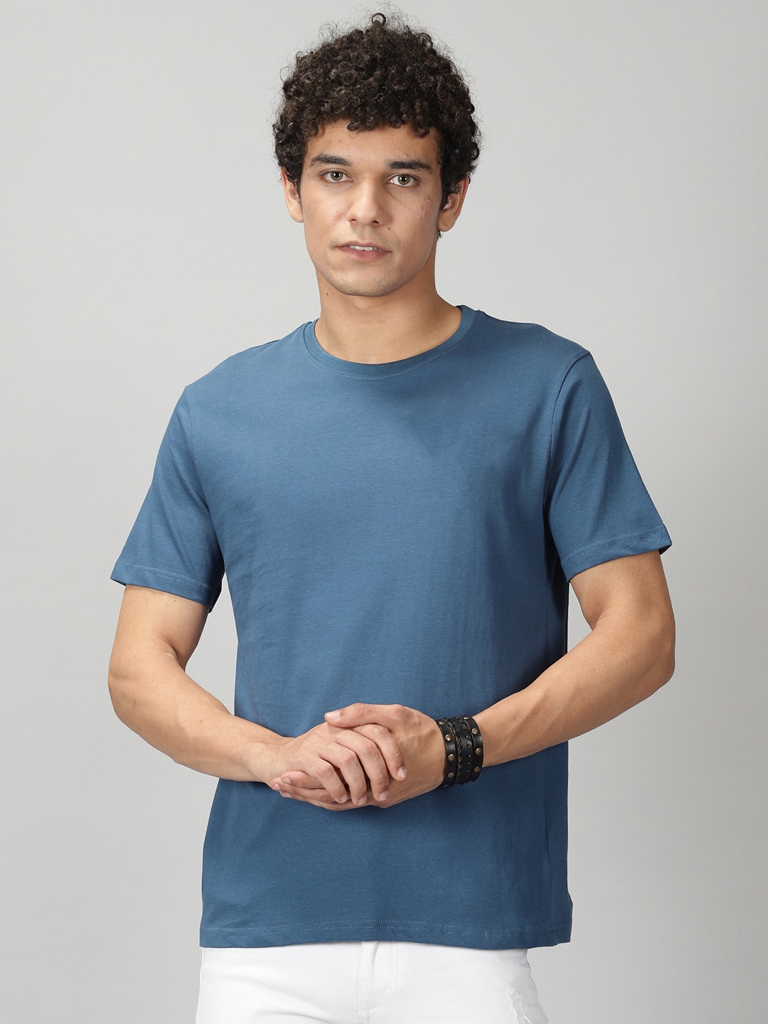 

THE HOLLANDER Round Neck Pure Cotton T-shirt, Blue