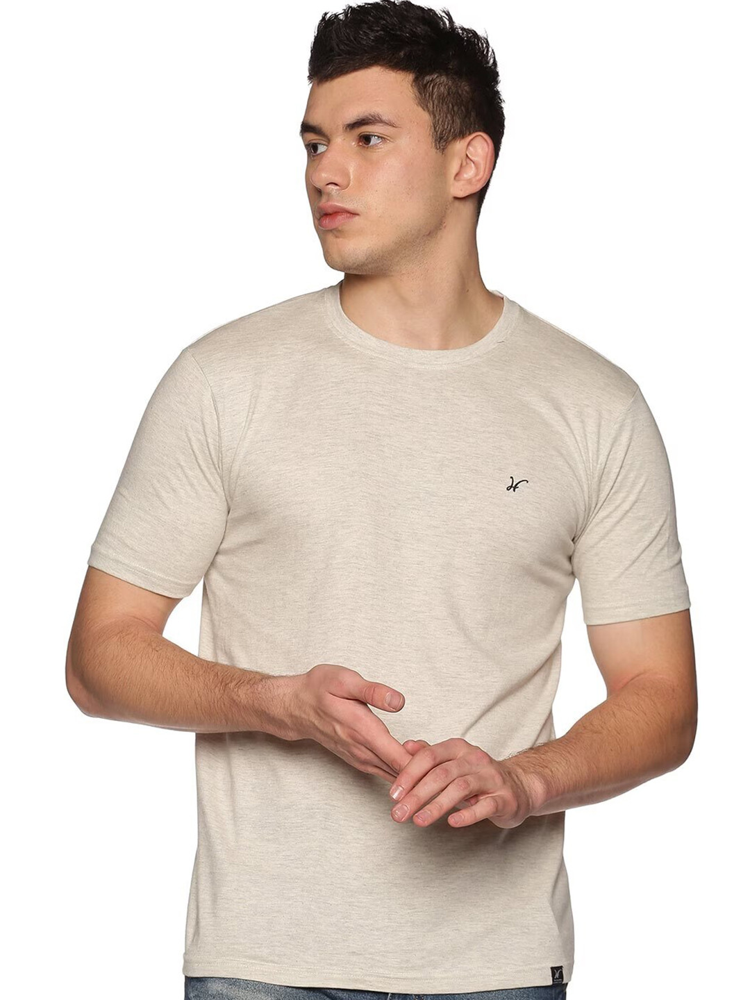 

THE HOLLANDER Casual Pure Cotton T-shirt, Beige