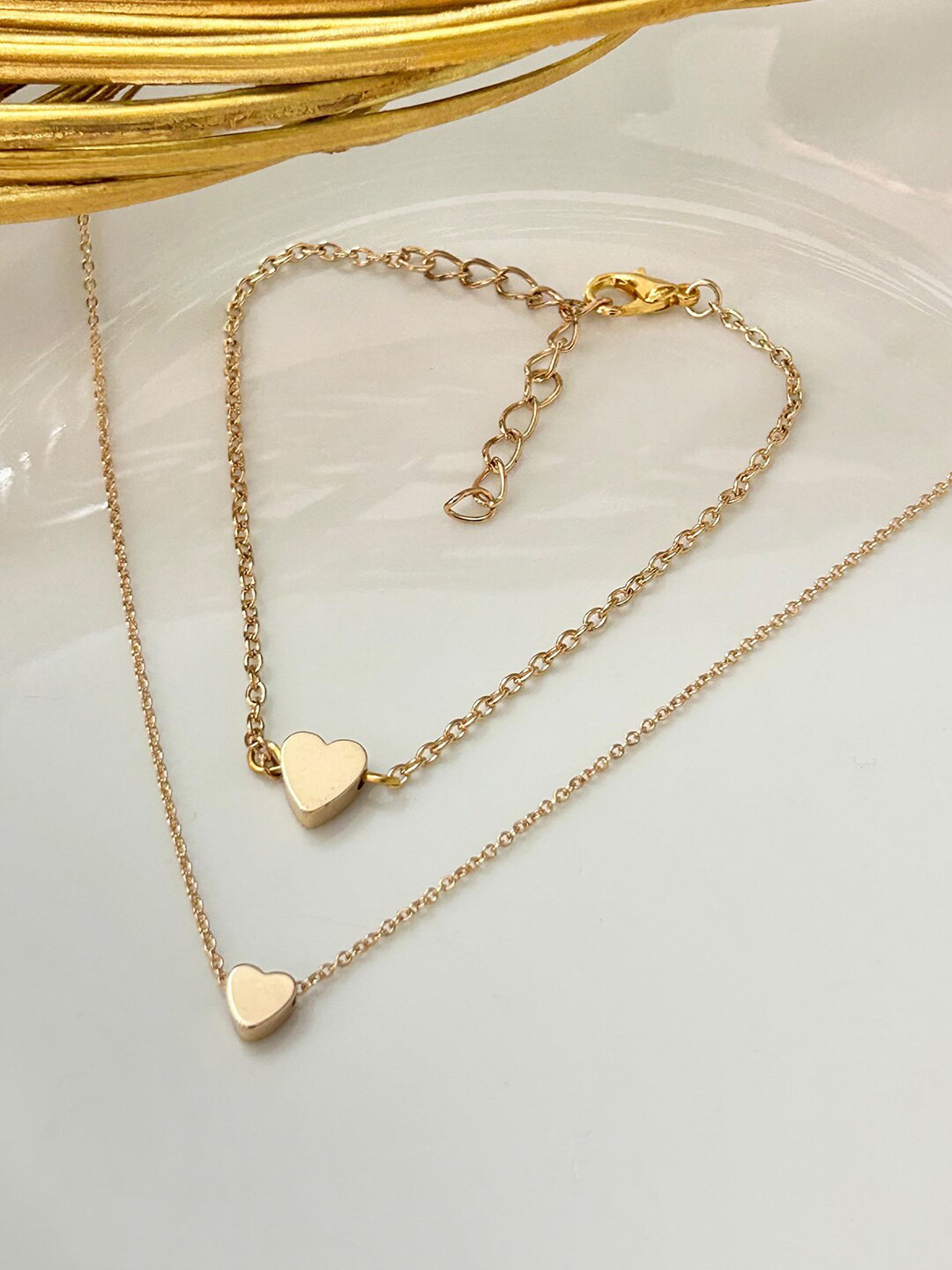 

Ayesha Gold-Plated Heart-Shaped Necklace & Bracelet