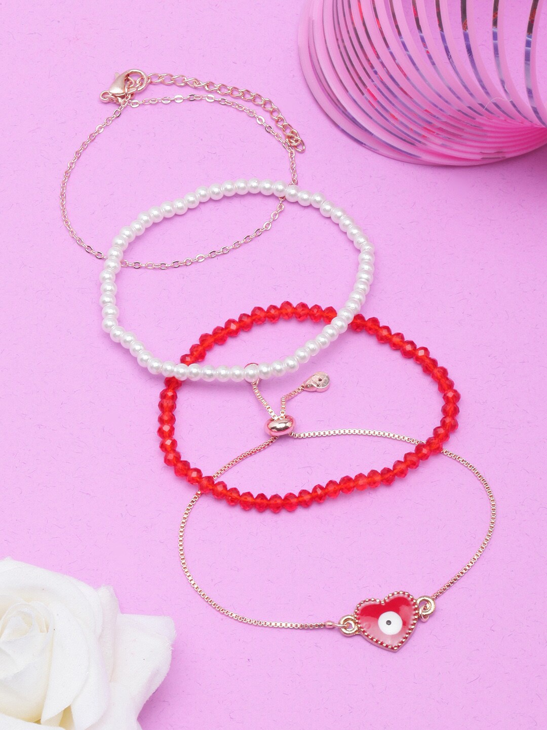 

Stylecast X KPOP Set Of 4 Rose Gold-Plated Charm Bracelet