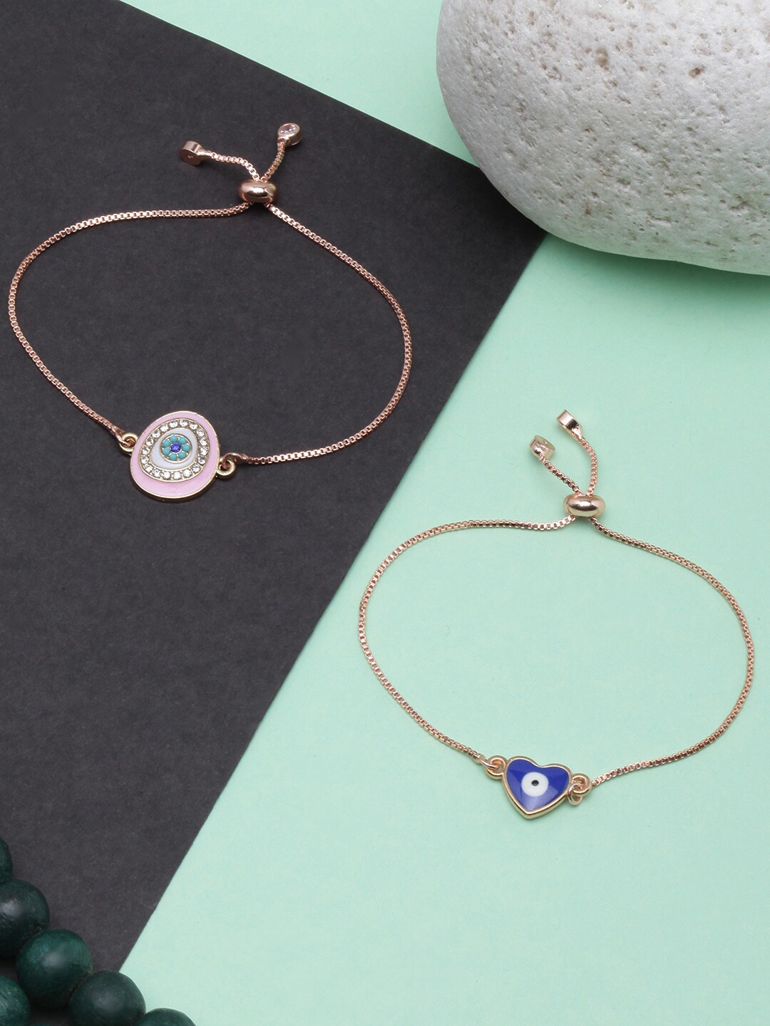 

Stylecast X KPOP Set Of 2 Rose Gold-Plated Charm Bracelets