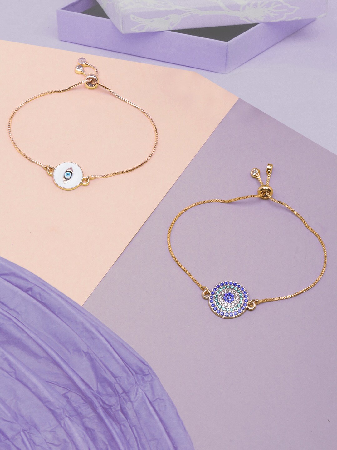 

Stylecast X KPOP Set Of 2 Rose Gold & White Brass Rose Gold-Plated Charm Bracelet