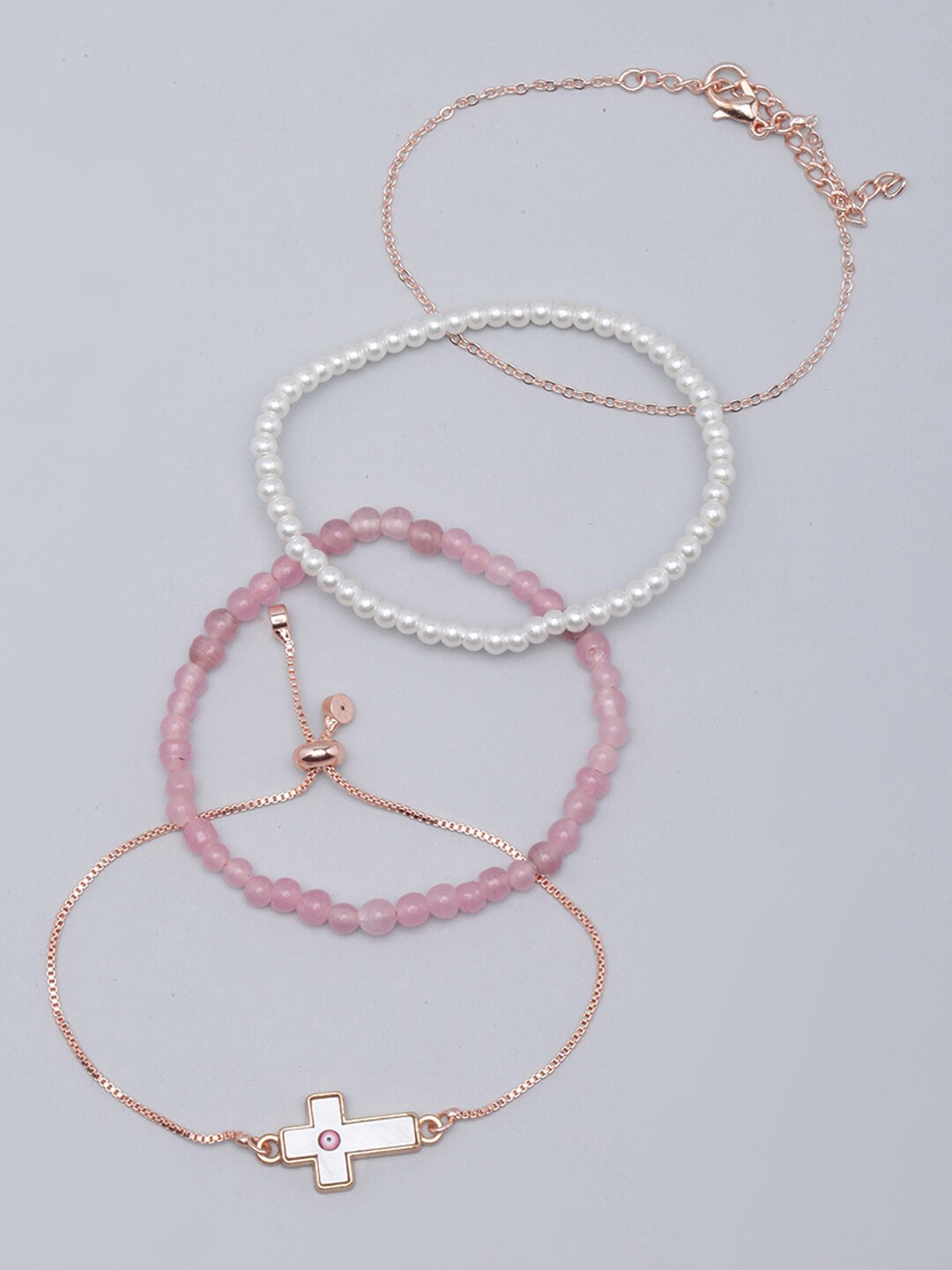 

Stylecast X KPOP Set Of 4 Rose Gold-Plated & Beaded Stone Studded Bracelet