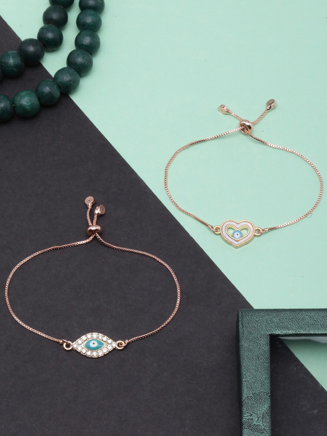 

Stylecast X KPOP Set of 2 Rose Gold Plated Charm Bracelet