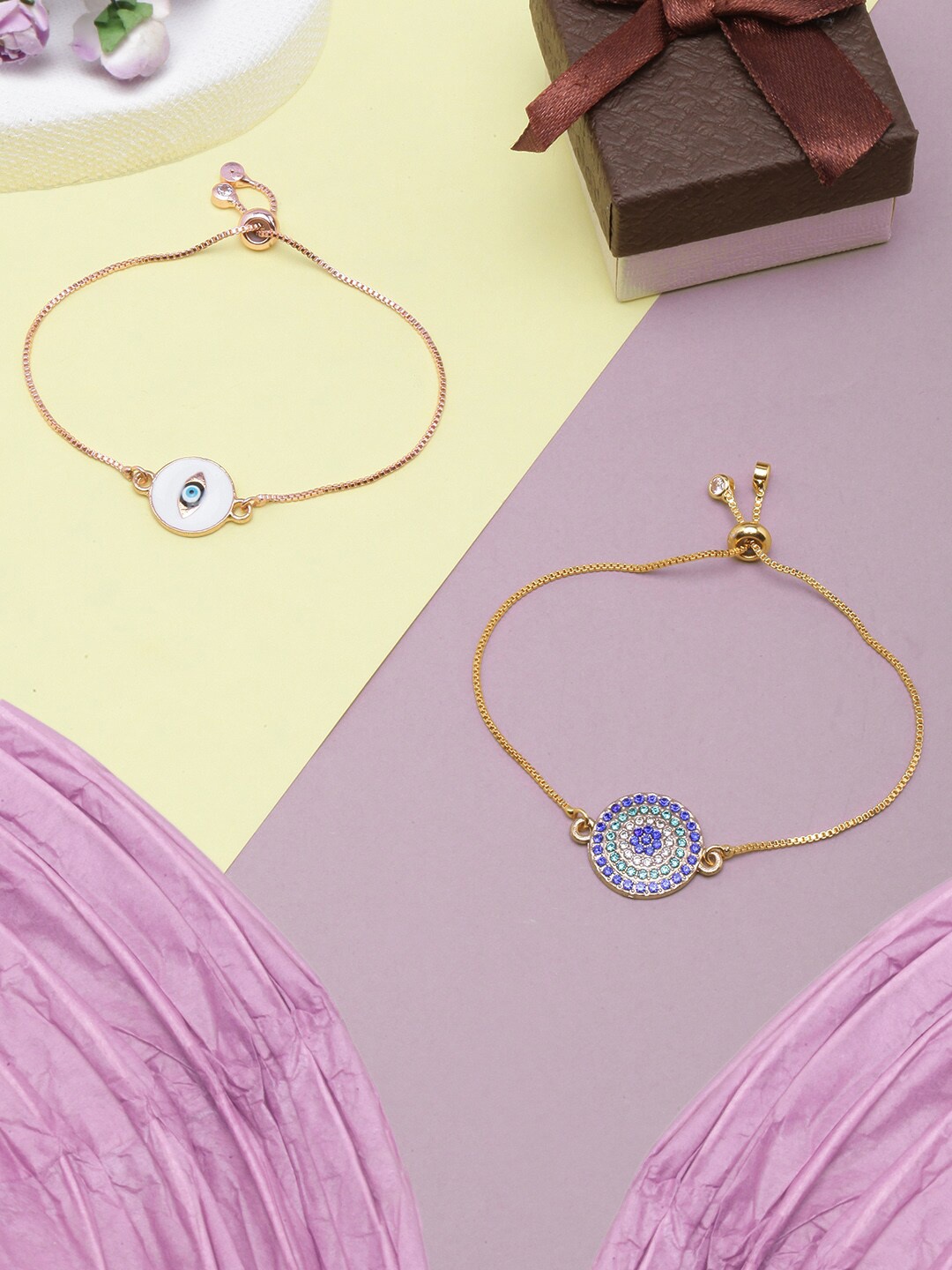 

Stylecast X KPOP Set Of 2 Rose Gold-Plated Enamelled Charm Bracelets