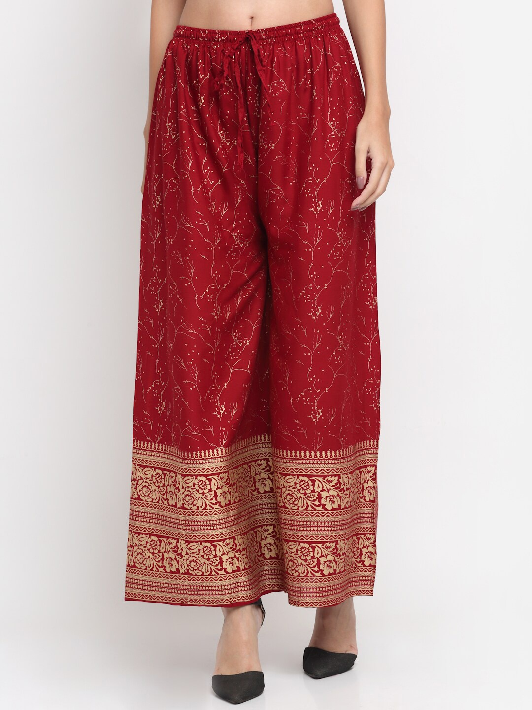 

Trend Level Ethnic Motifs Printed Flared Ethnic Palazzos, Maroon