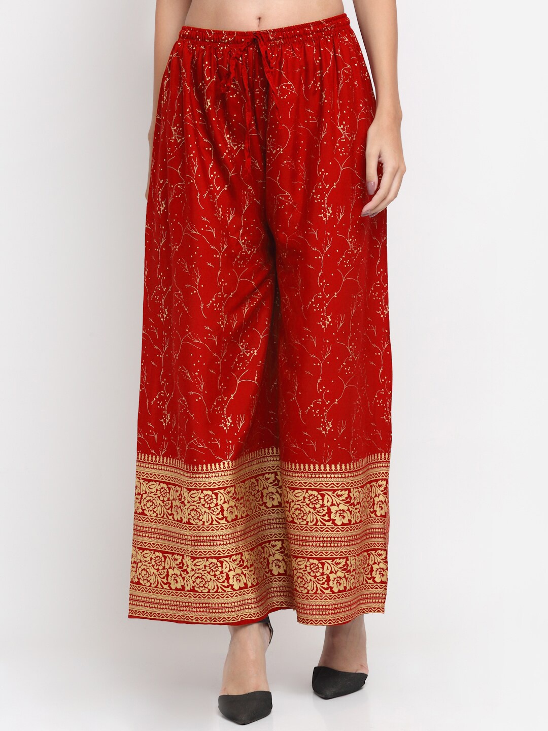 

Trend Level Floral Printed Flared Palazzos, Red