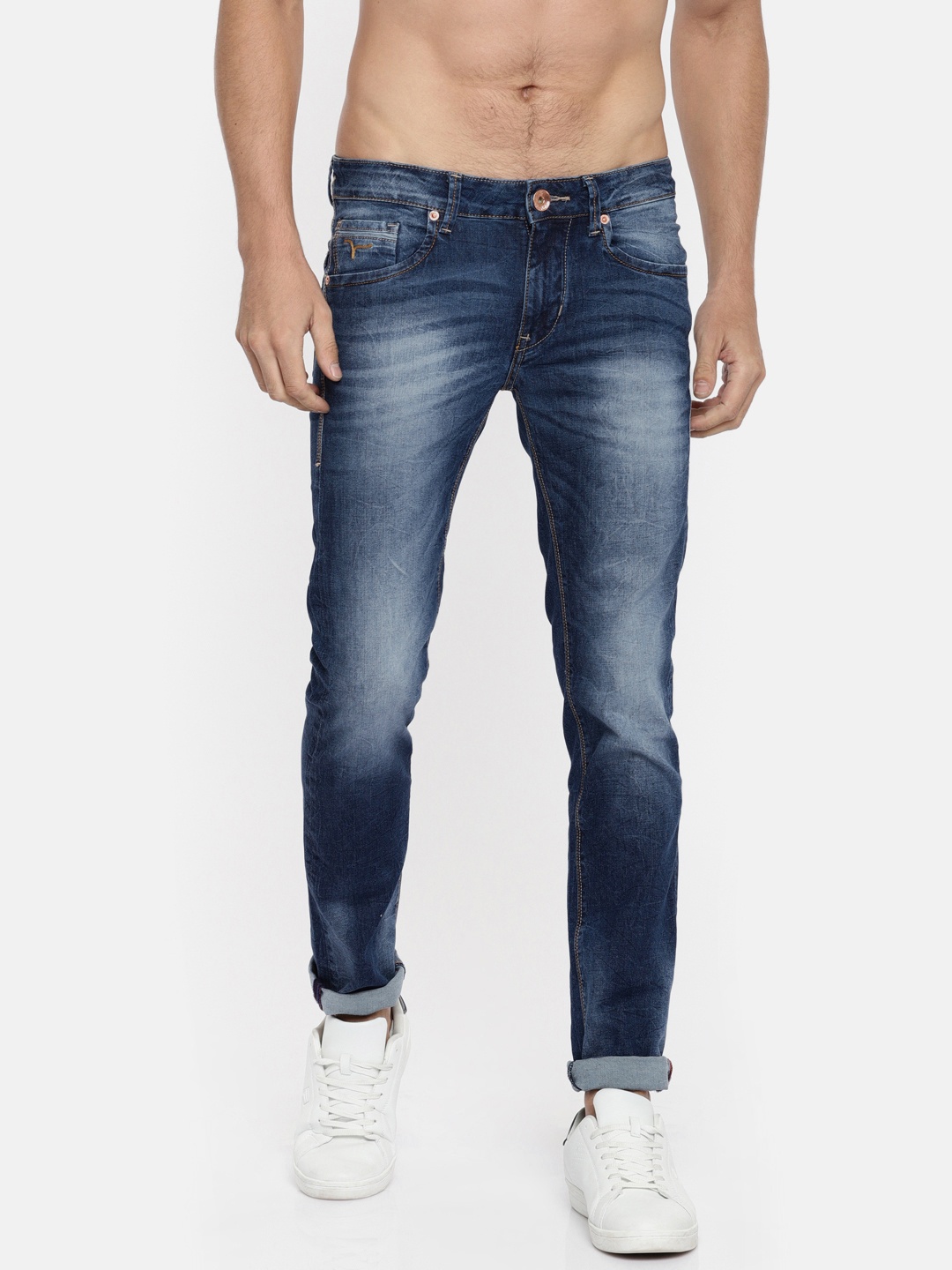 

Flying Machine Men Blue Skinny Fit High-Rise Low Distress Stretchable Jeans