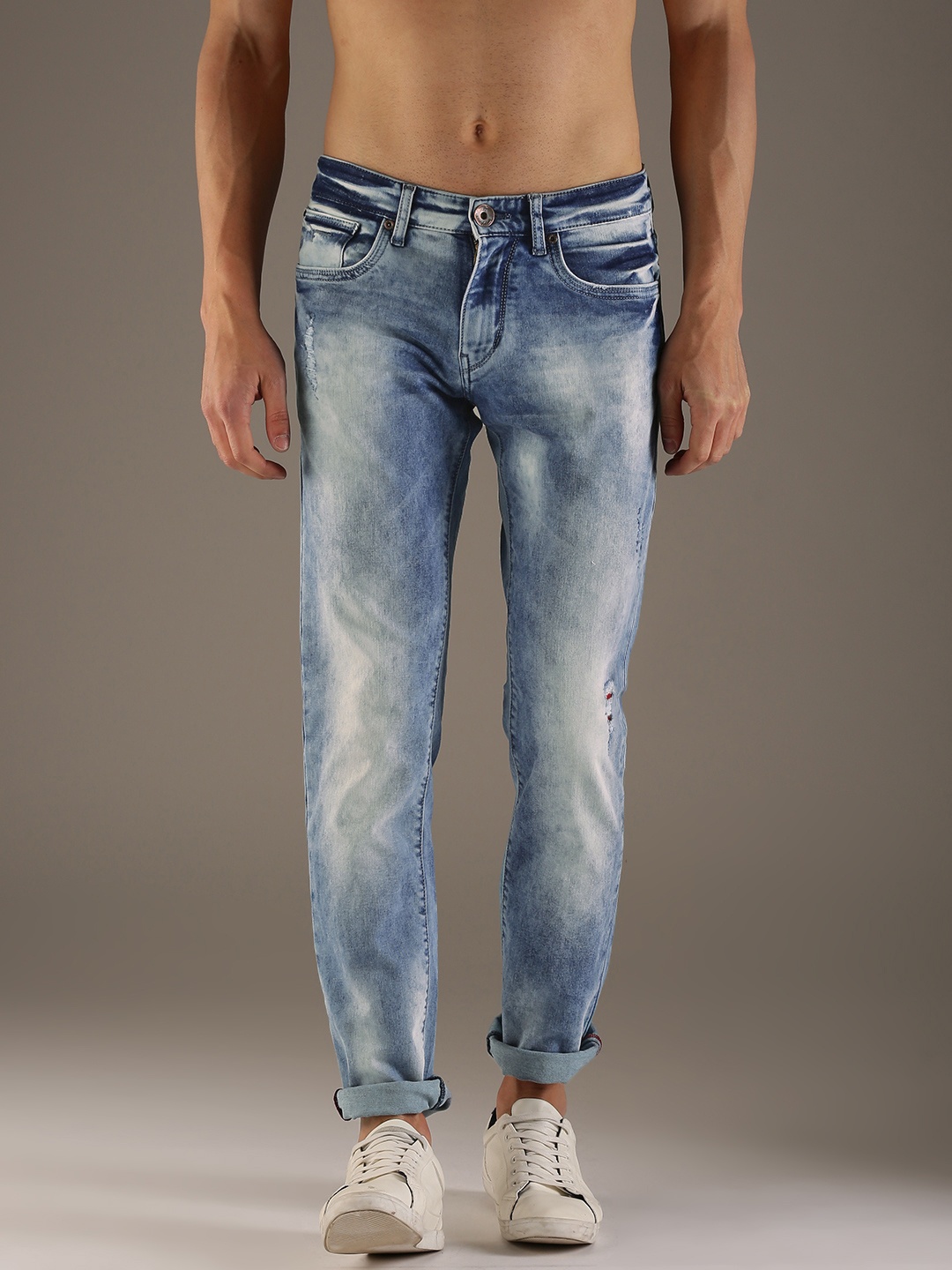 

Flying Machine Men Blue Slim Fit Low-Rise Low Distress Stretchable Jeans