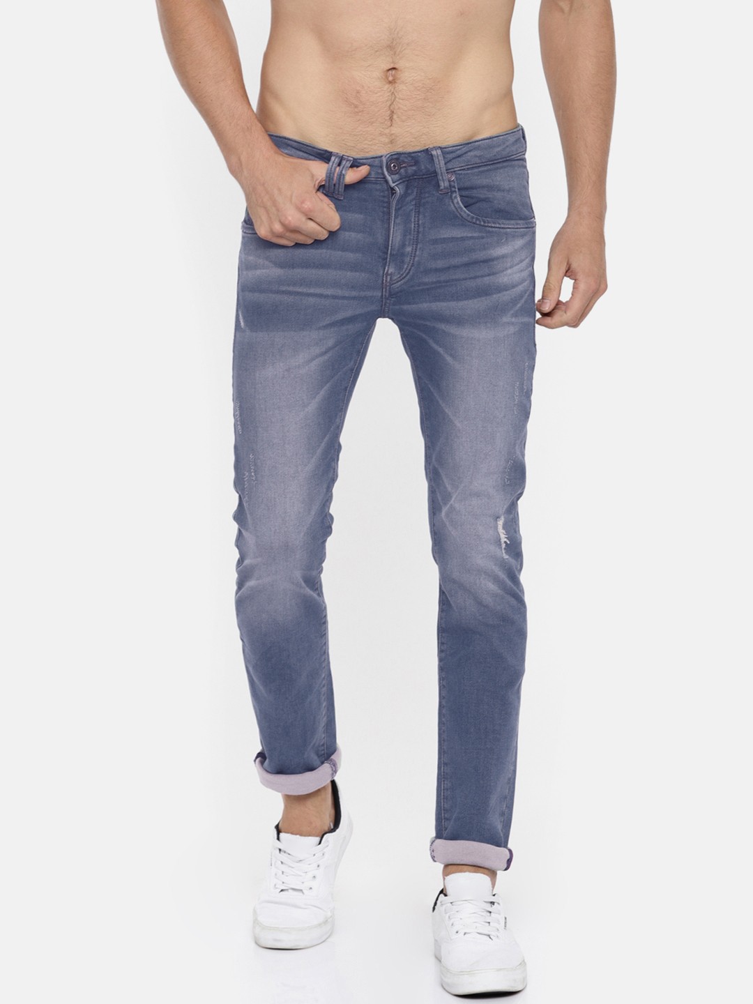 

Flying Machine Men Blue Skinny Fit Mid-Rise Mildly Distressed Stretchable Jeans