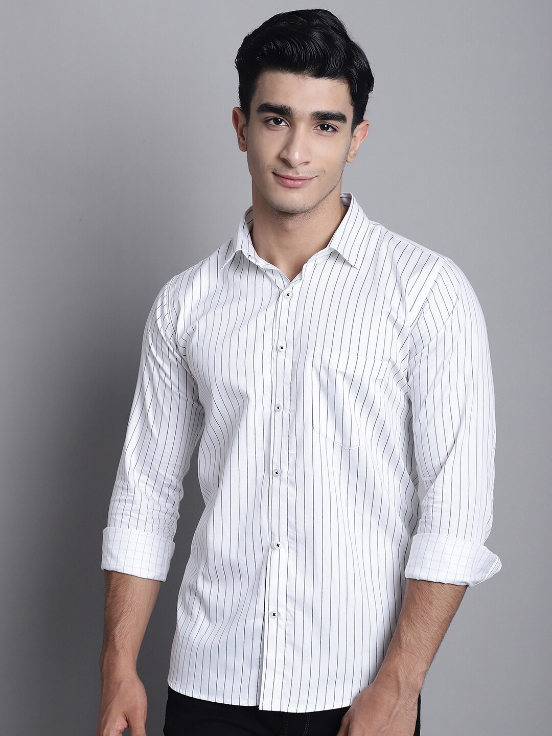 

Armaan Ethnic Striped Original Cotton Casual Shirt, White