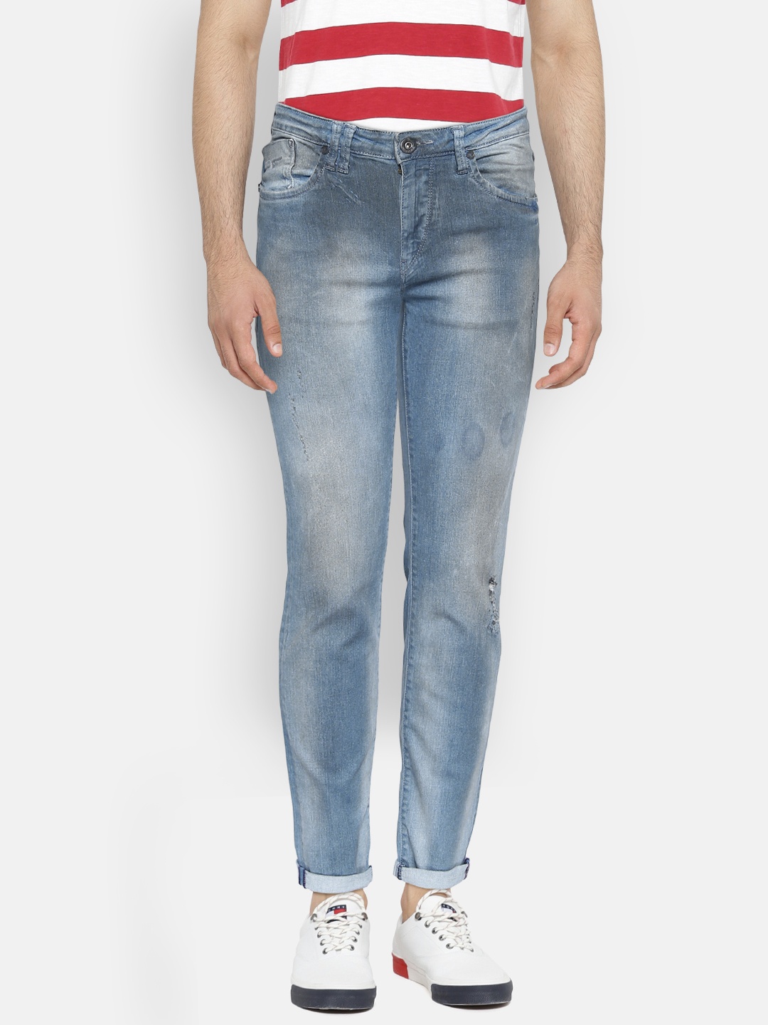 

Flying Machine Men Blue Micheal Tapered Fit Mid-Rise Mildly Distressed Stretchable Jeans