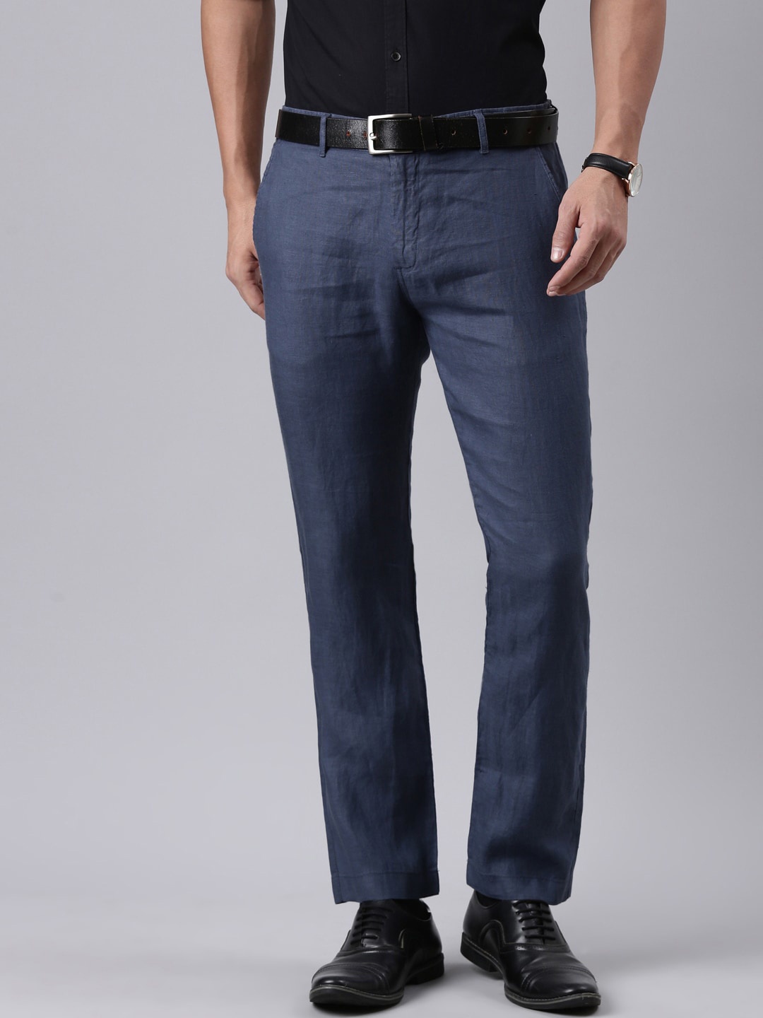 

Ecentric Men Mid-Rise Easy Wash Trousers, Navy blue